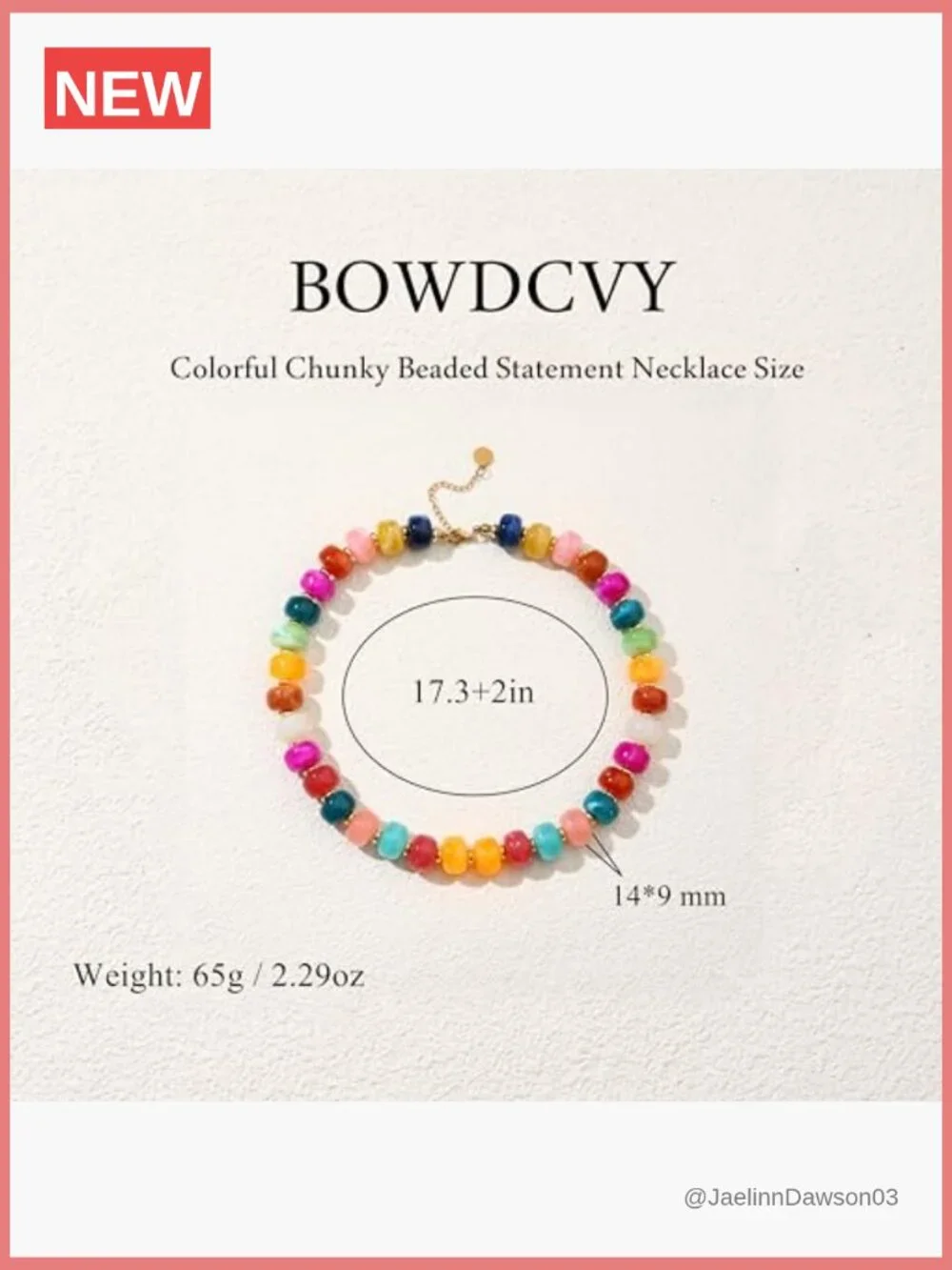 Chunky Beaded Statement Necklace Trendy Boho Resin Choker Handmade